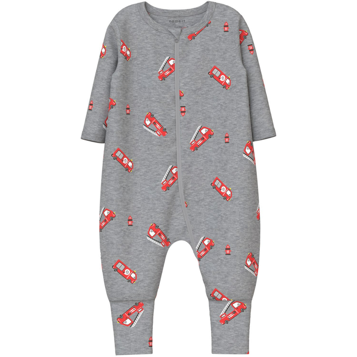 Name It Grey Melange Nbmnightsuit 2P Zip Ff Firetruck Noos