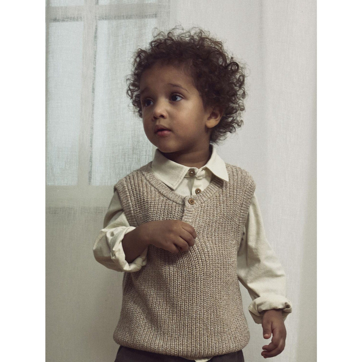 Lil'Atelier Oxford Tan Melange Nmmrokko Knit Vest Lil