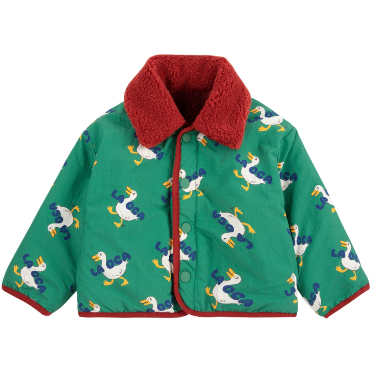 Bobo Choses Green La Oca All Over Reversible Sheepskin Jacket