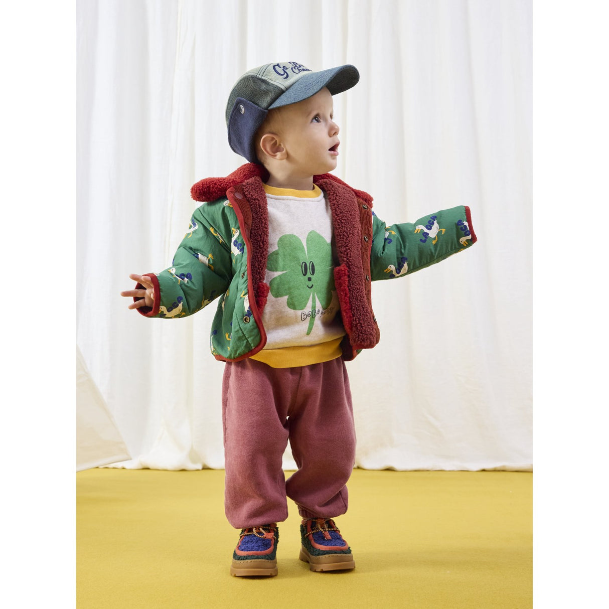 Bobo Choses Green La Oca All Over Reversible Sheepskin Jacket