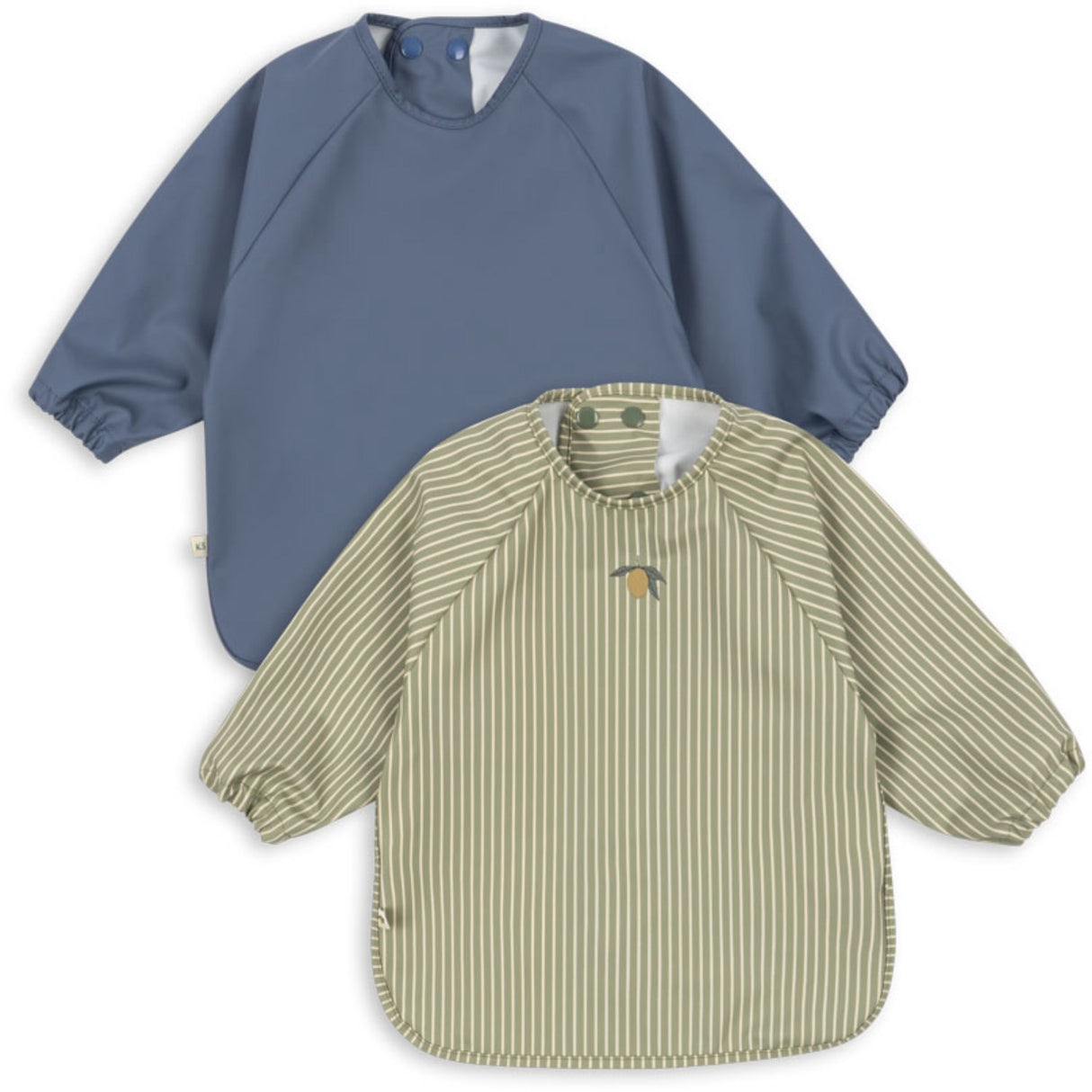 Konges Sløjd Tea Stripe/Flint Stone 2 Pack Dinner Bib With Sleeves