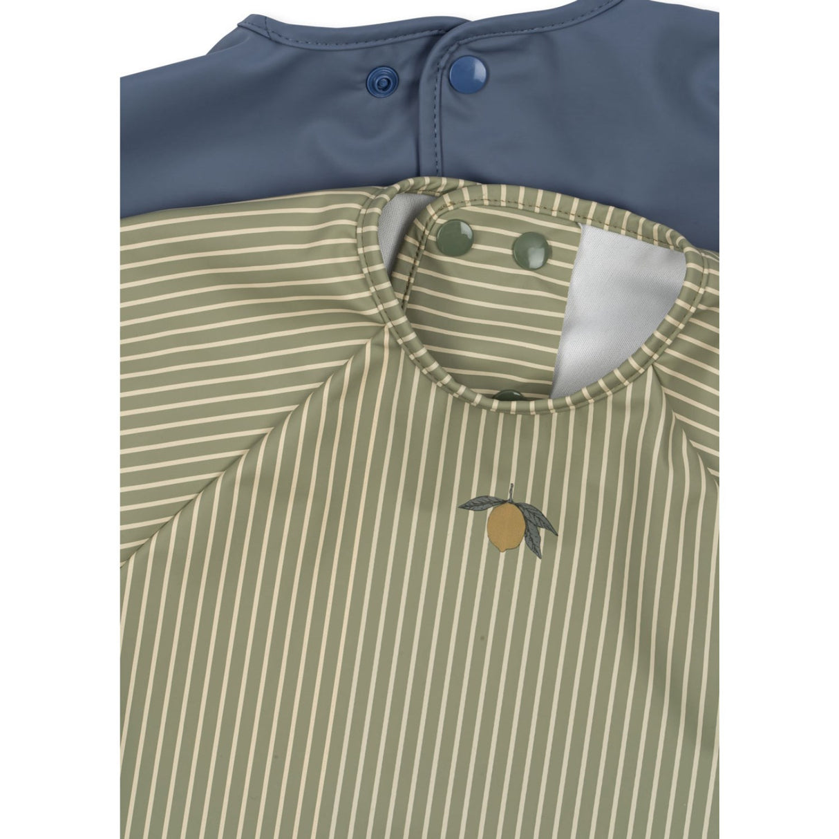 Konges Sløjd Tea Stripe/Flint Stone 2 Pack Dinner Bib With Sleeves