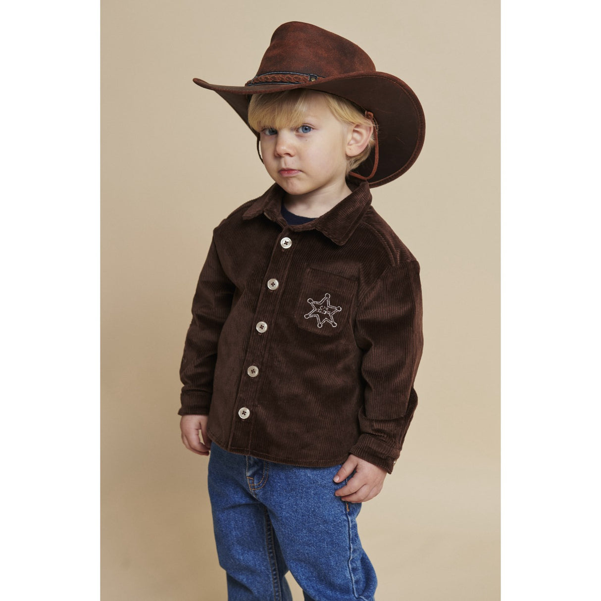 COPENHAGEN COLORS Dk Brown Comb Corduroy Overshirt W. Emb.