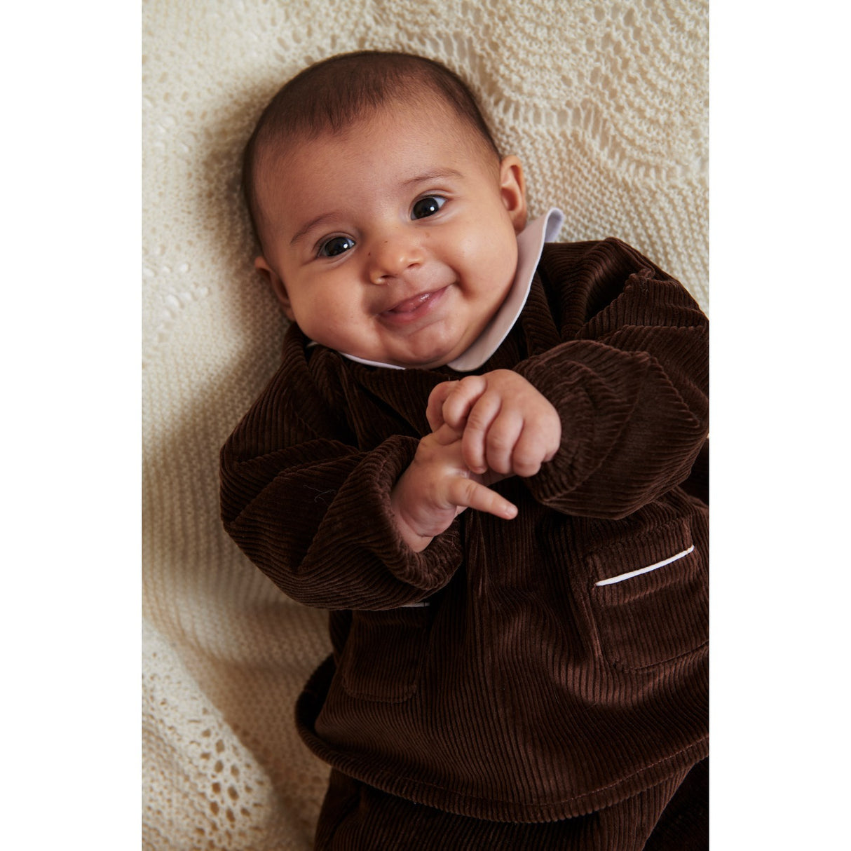 COPENHAGEN COLORS Dk.Brown Comb. Corduroy Baby Set W. Collar