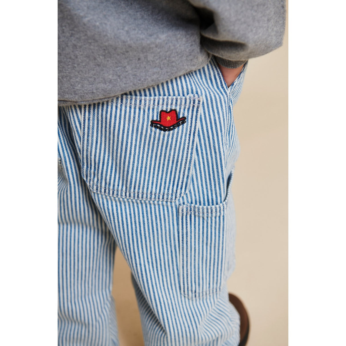 COPENHAGEN COLORS Denim Blue Stripe Y/D Stripe Twill Cargo Pants W. Adj. Waist