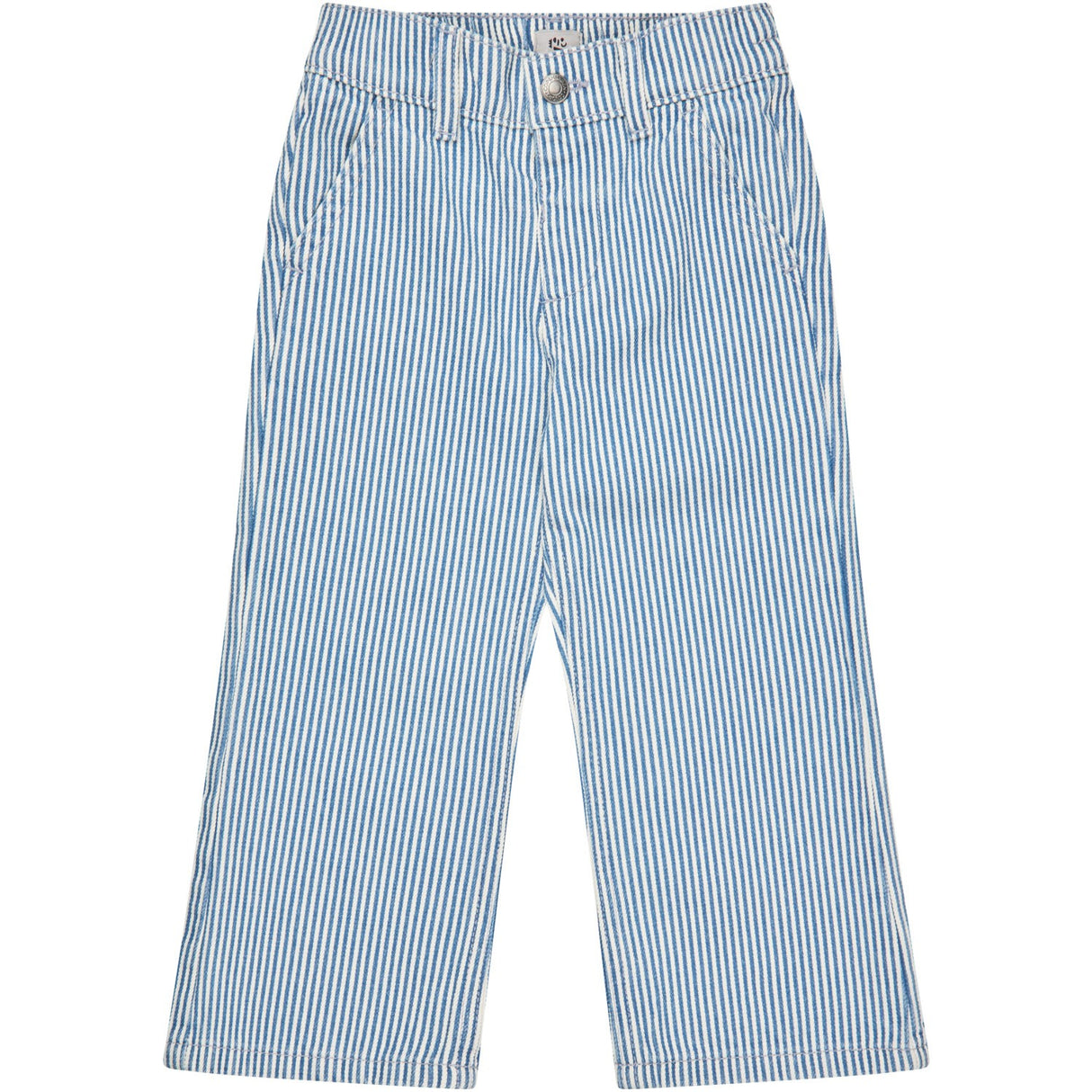 COPENHAGEN COLORS Denim Blue Stripe Y/D Twill Pant W. Wide Leg And Embroidery