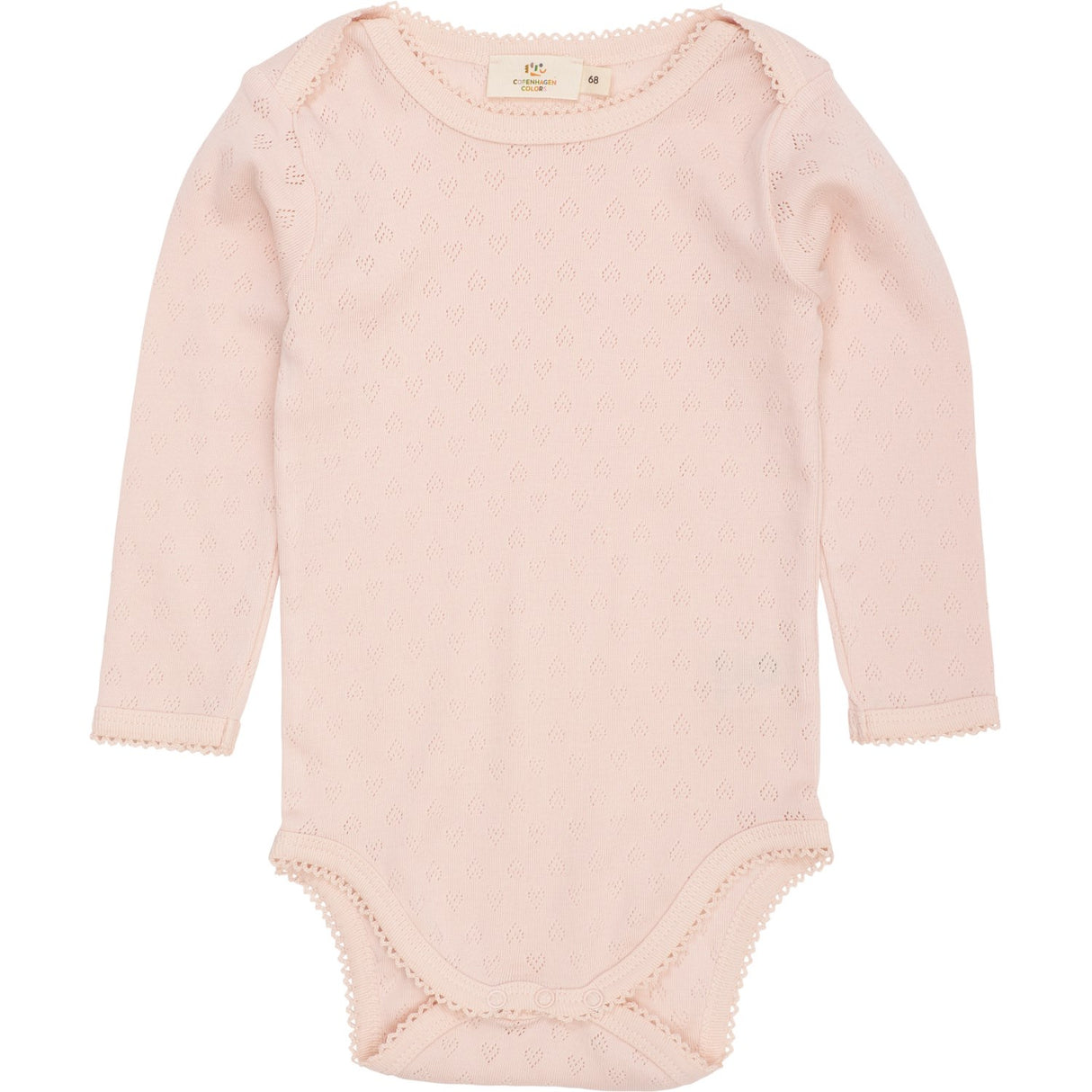 COPENHAGEN COLORS Dusty Rose Pointelle Heart Lapneck Body Ls