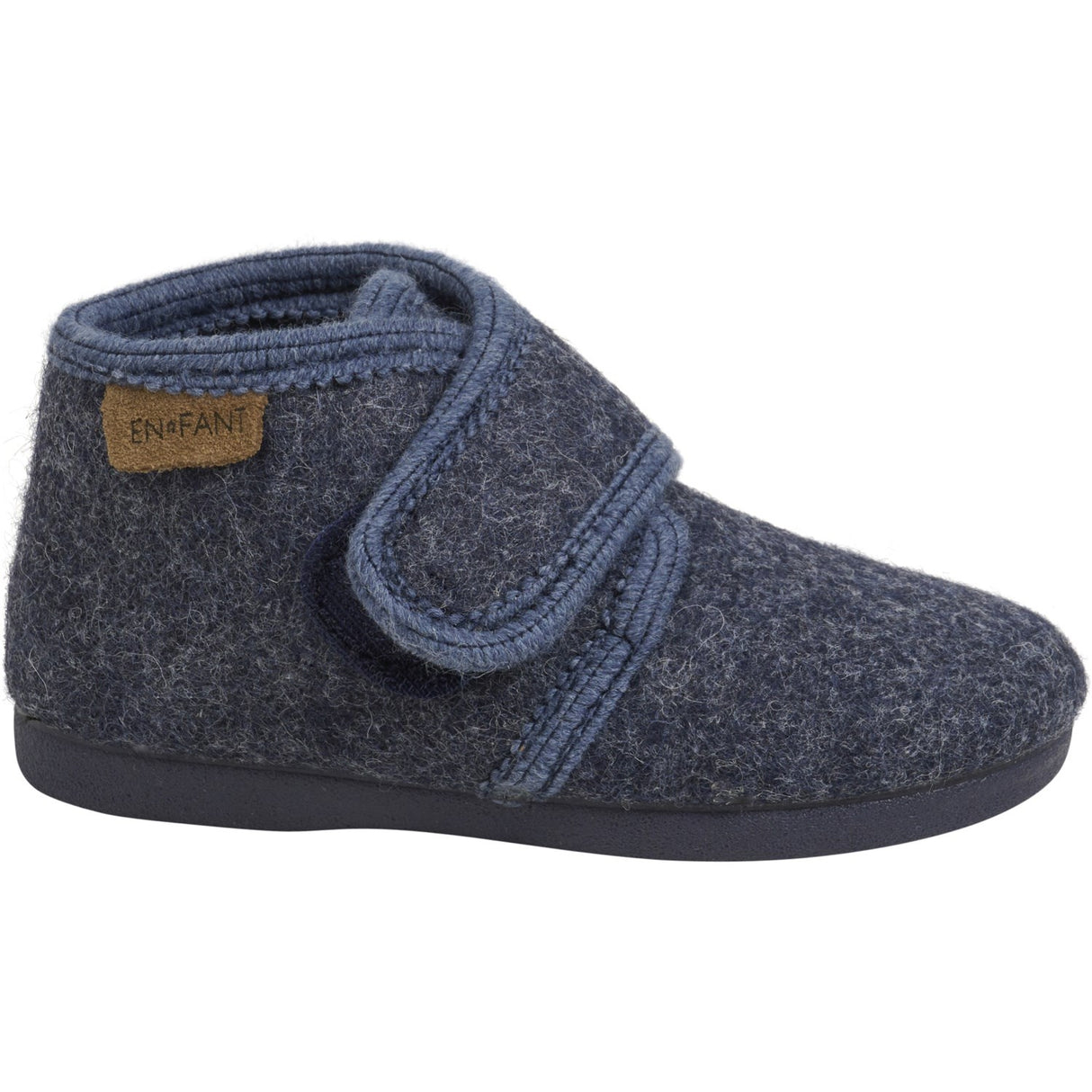 En Fant Navy Melange Slippers Wool Velcro
