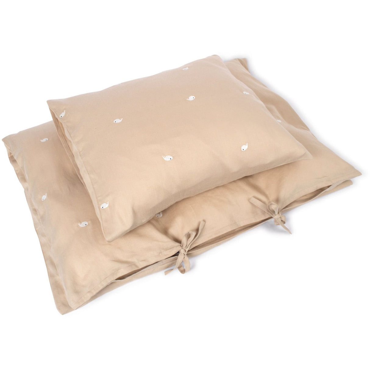 FILIBABBA Warm Grey Bed Linen Gots - Embroidered Christian The Whale