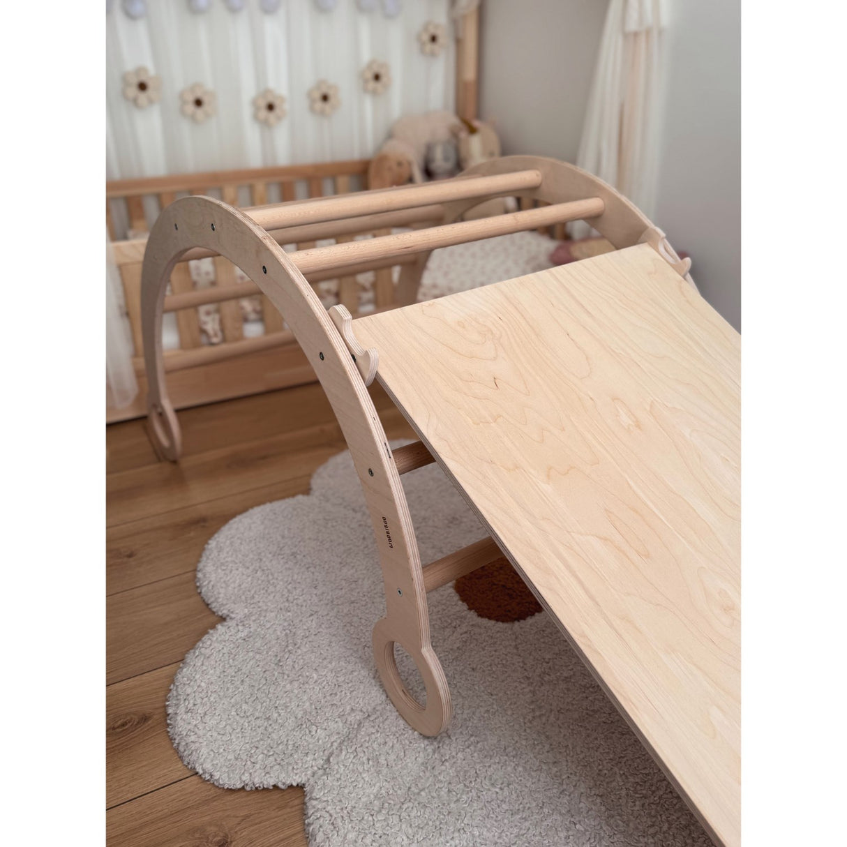 Woobiboo Natural Montessori Wooden Rocker With Slide-Climber L