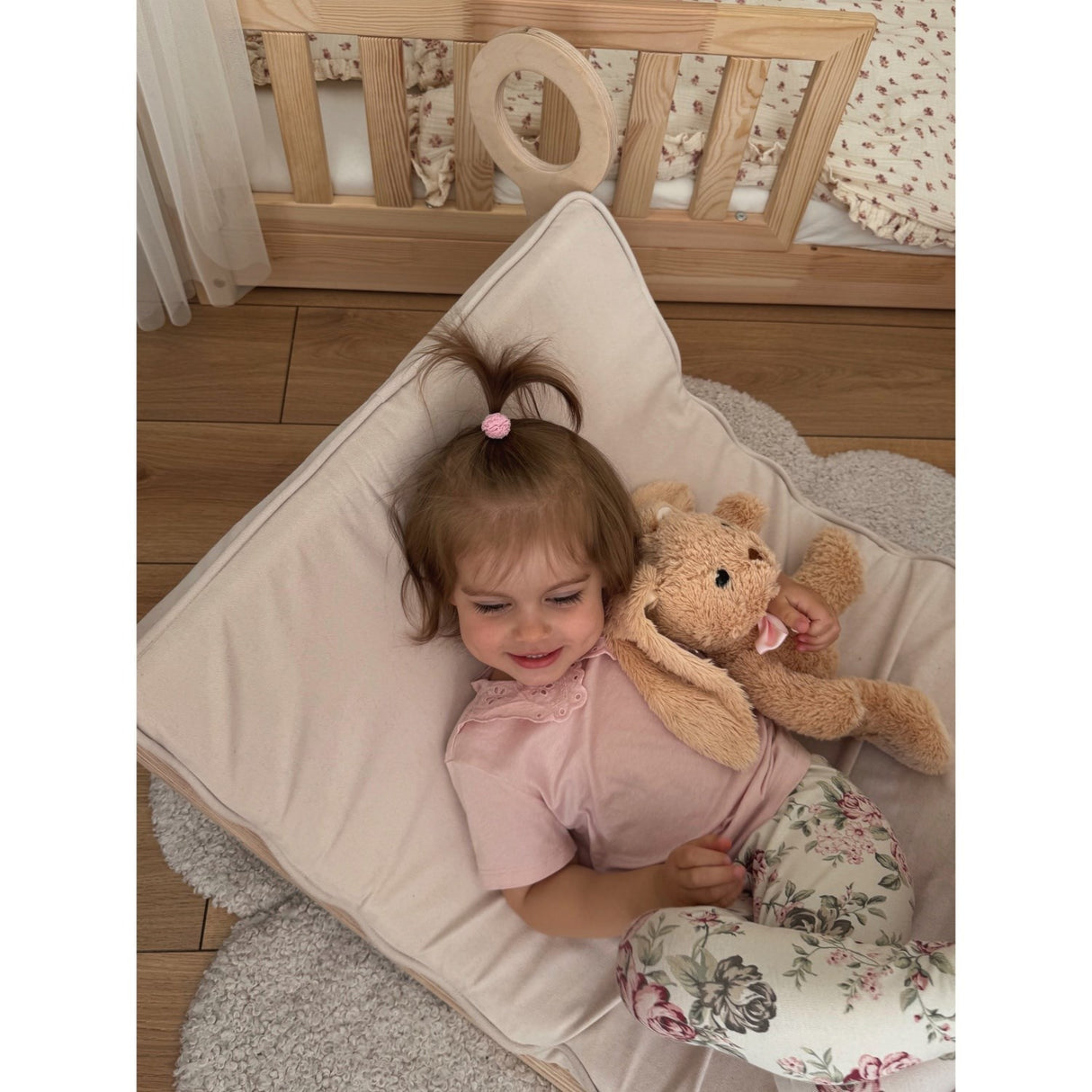 Woobiboo Natural Montessori Rocker With Beige Mattress And Slide-Climber L