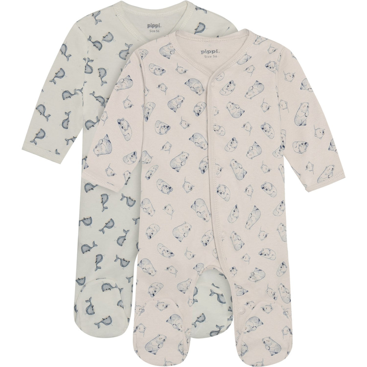 PIPPI Completo Pigiama Bimbo 2 Pezzi Con Pressioni - Cotone Biologico, Lichen Green, Taglia 104