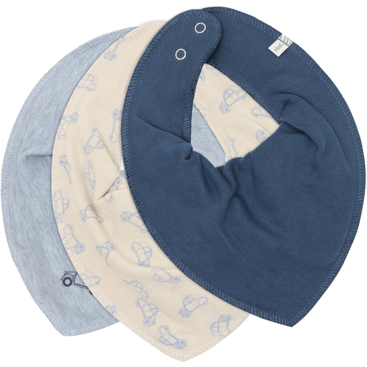 Pippi Dark Denim Bandana Fabric Bib Boy - Aop (3-Pack)