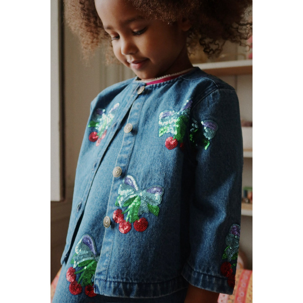 Konges Sløjd Amarena Sequin Magot Sequin Denim Jacket GOTS