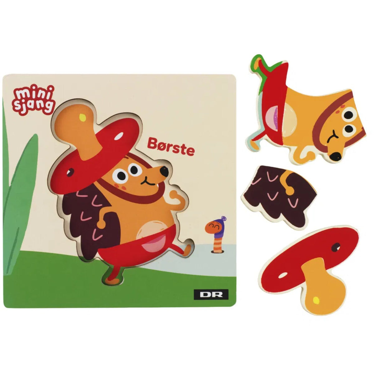 DR Wooden puzzle, 3 pieces, brush