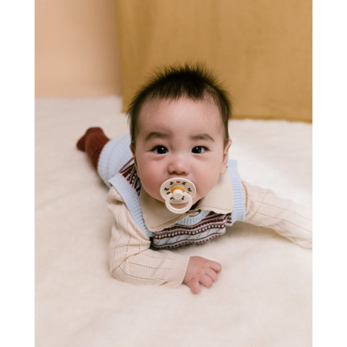 Bibs Ivory/Plum Pacifier Colour Holiday Bow 2-Pack Latex