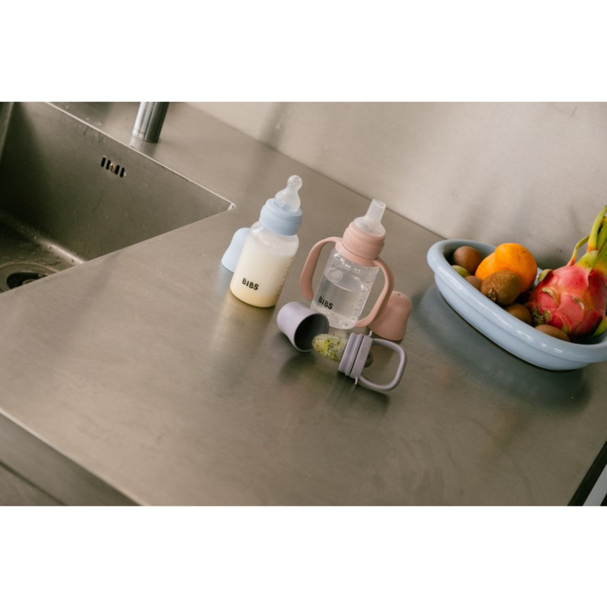 Bibs Blush Baby Sippy Bottle Spout Round Silicone Slow Flow