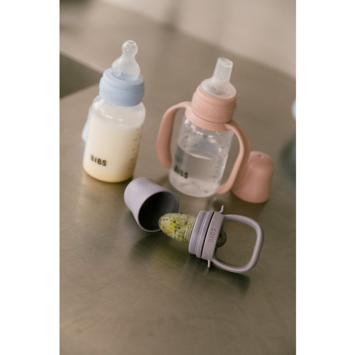 Bibs Blush Baby Sippy Bottle Spout Round Silicone Slow Flow