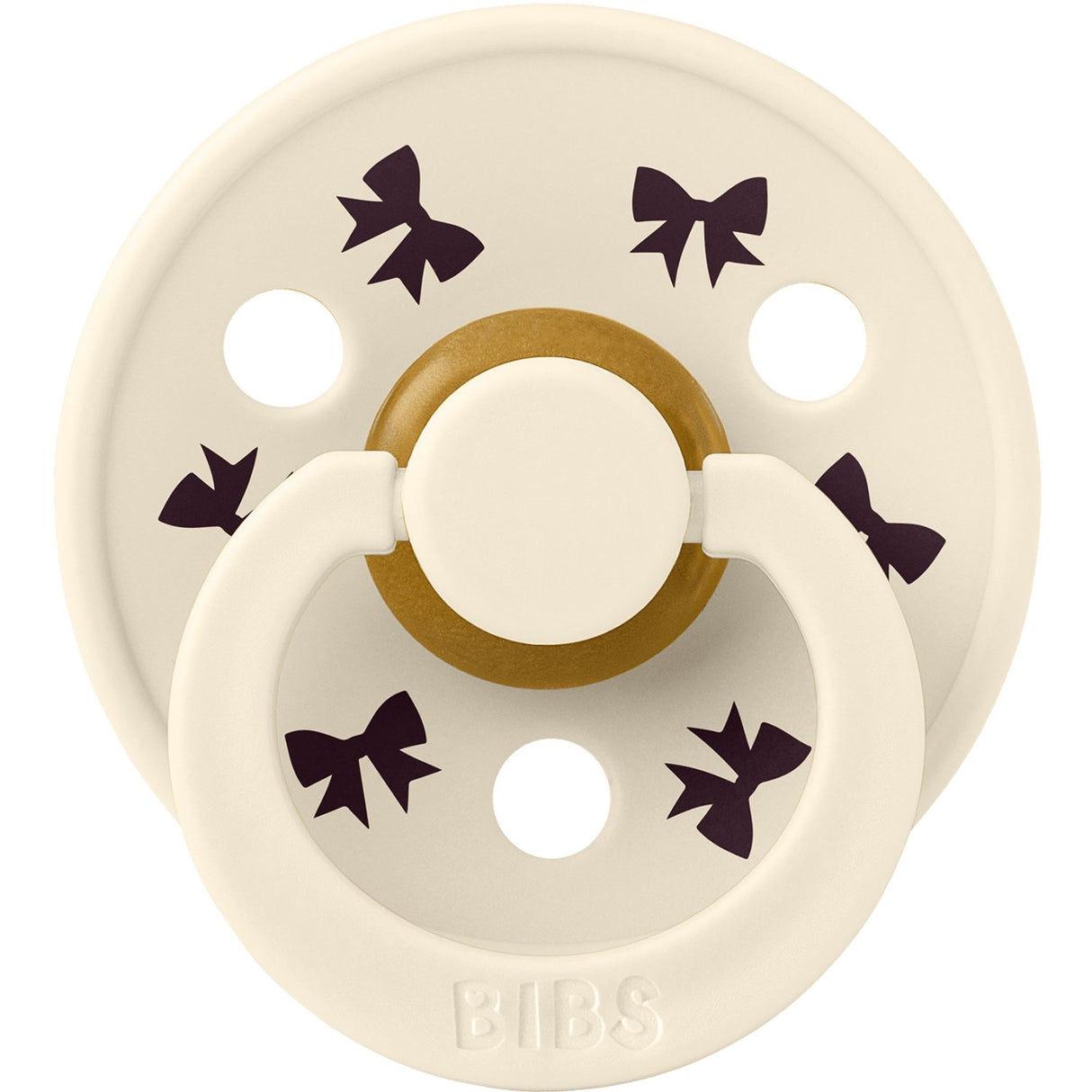 Bibs Ivory/Plum Pacifier Colour Holiday Bow 2-Pack Latex