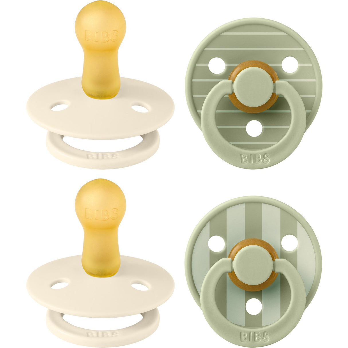 Bibs Pin Ivory Vanilla Mix/Pin Sage Mix Pacifier Studio Colour 4-Pack Latex
