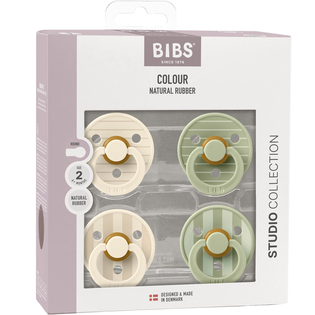 Bibs Pin Ivory Vanilla Mix/Pin Sage Mix Pacifier Studio Colour 4-Pack Latex
