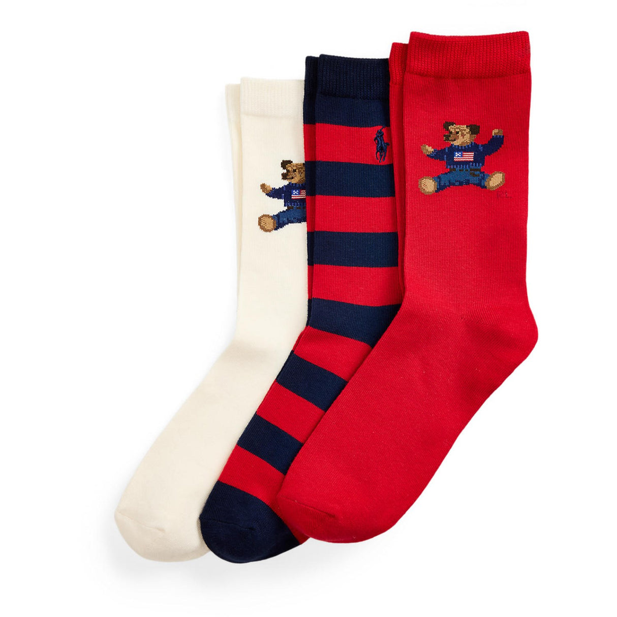 Polo Ralph Lauren Ivory/Navy/Navy Girl Crew Sock 3-Pack