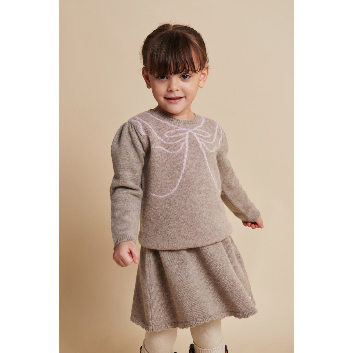 COPENHAGEN COLORS Sand/Bubblegum Comb. Cashmere Bow Deco Blouse