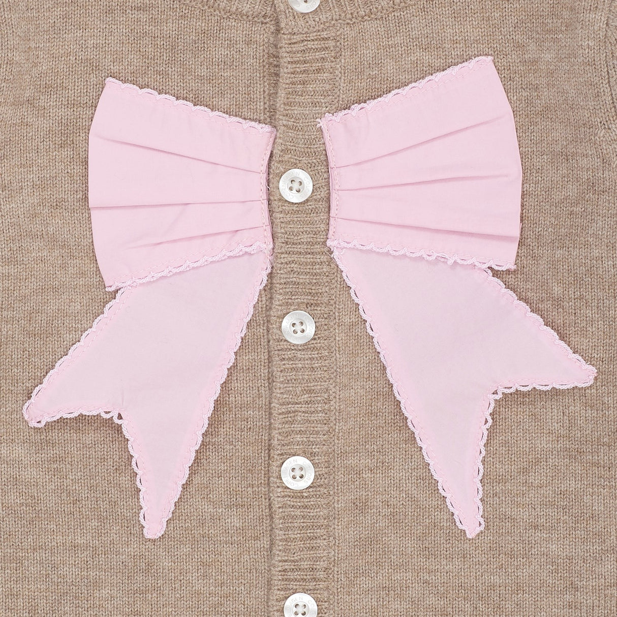 COPENHAGEN COLORS Sand/Lavender Comb. Cashmere Cardigan W. Poplin Bow