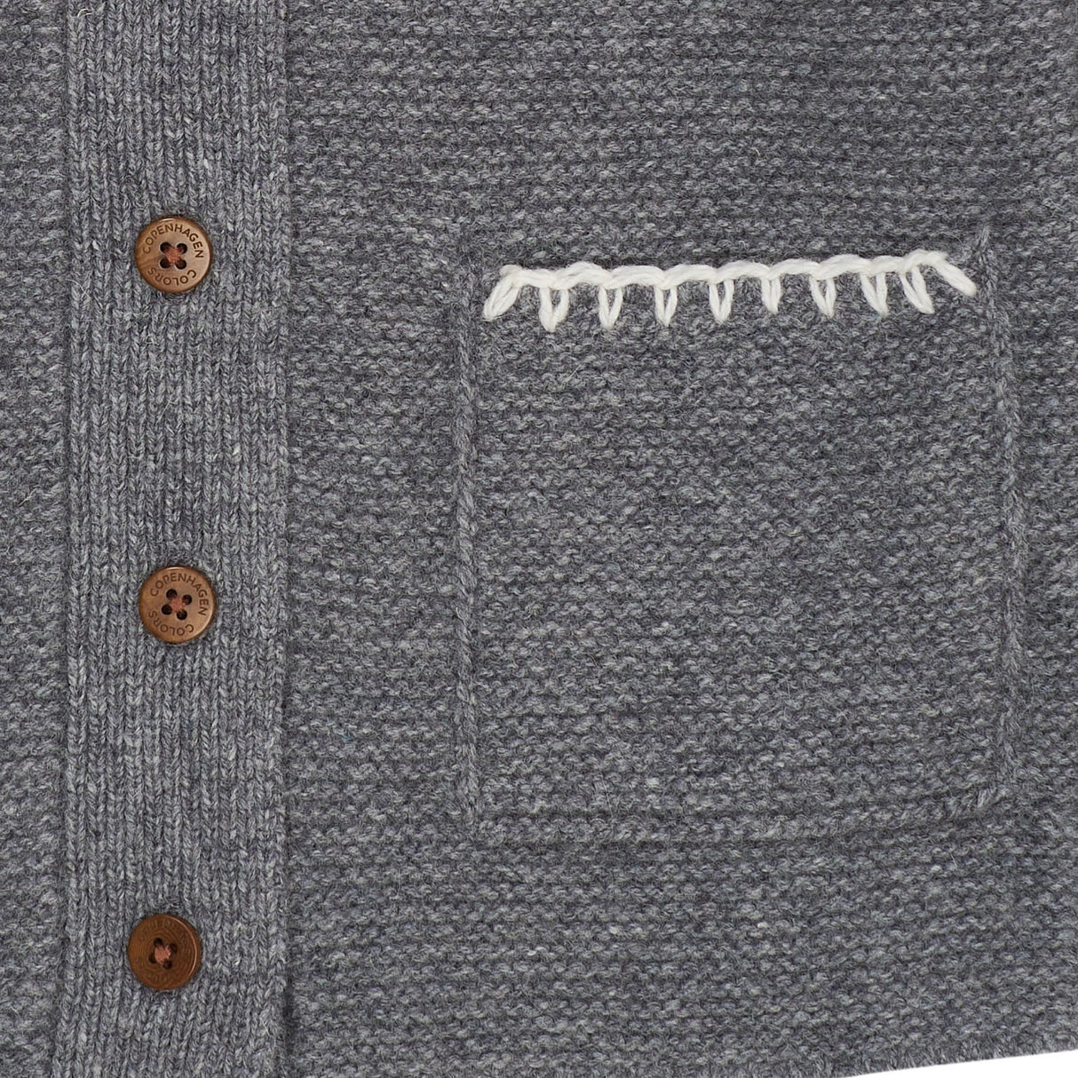COPENHAGEN COLORS Dk Grey/Cream Comb. Lambswool Cardigan W. Collar
