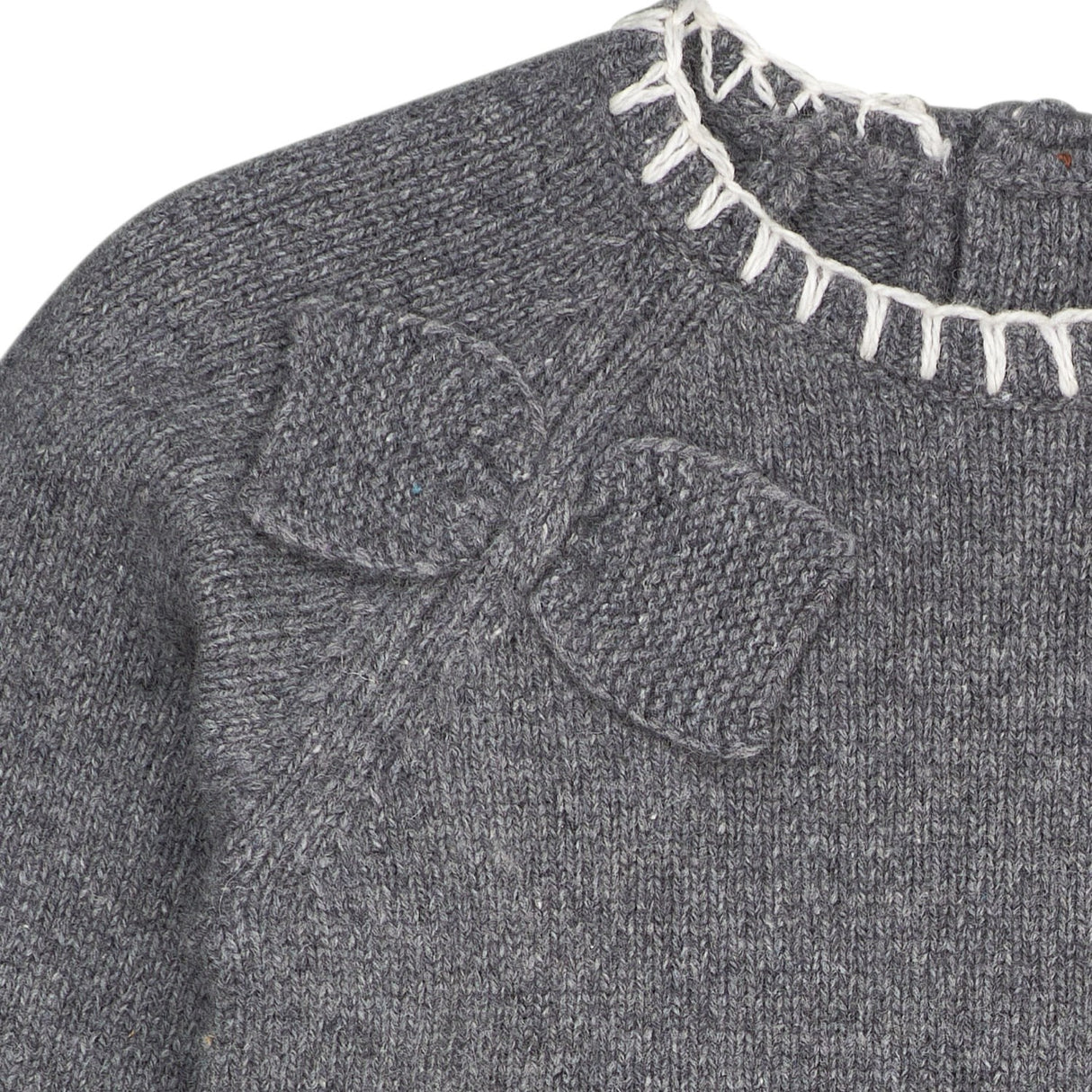 COPENHAGEN COLORS Dk Grey/Cream Comb. Lambswool Dress W. Bow