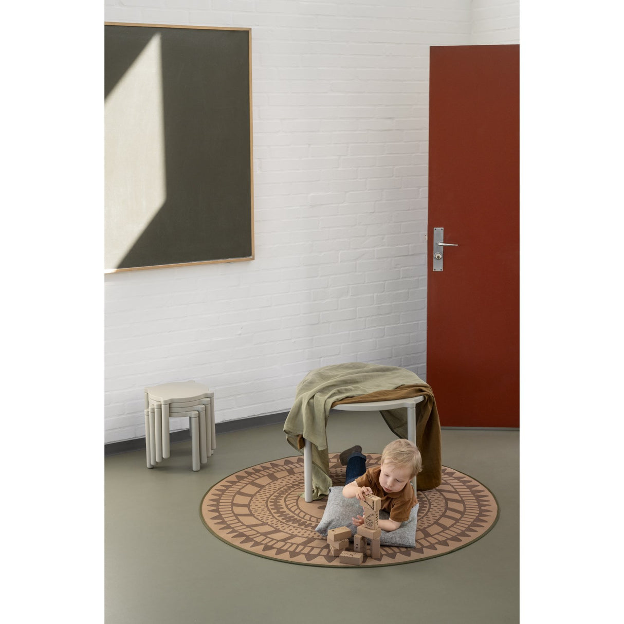 by KlipKlap Sand-Grey Stacking Stool