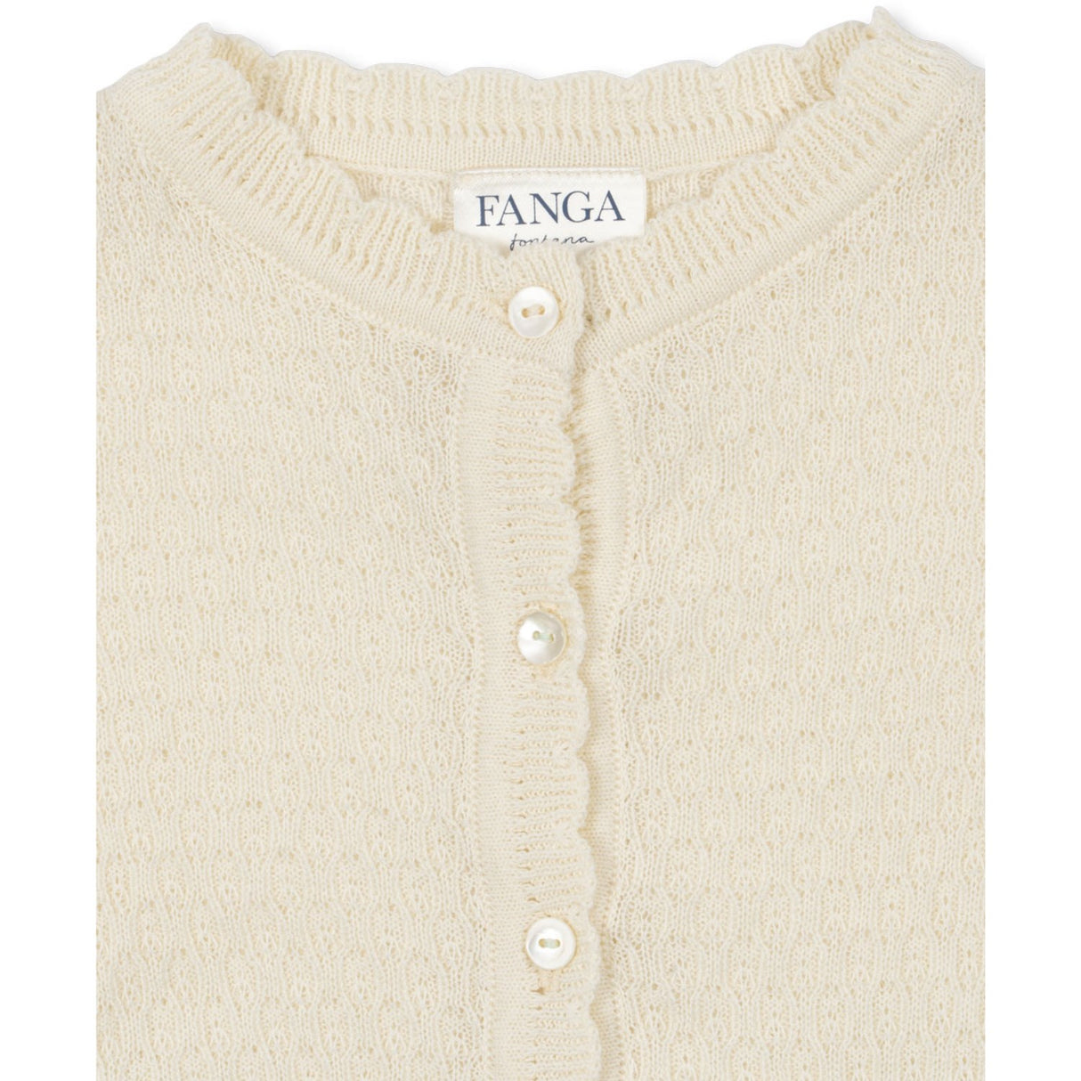Konges Sløjd Fanga Antique White Venti Pointelle Cardigan GOTS