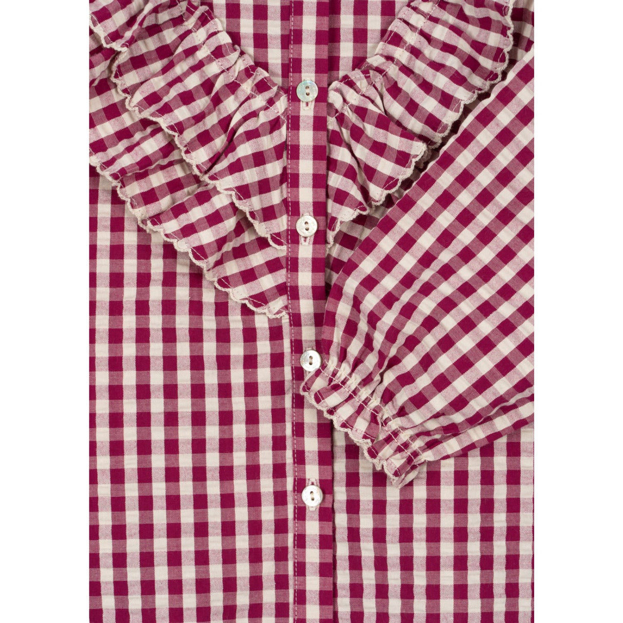 Konges Sløjd Sangria/Butter Check Kim Frill Blouse GOTS