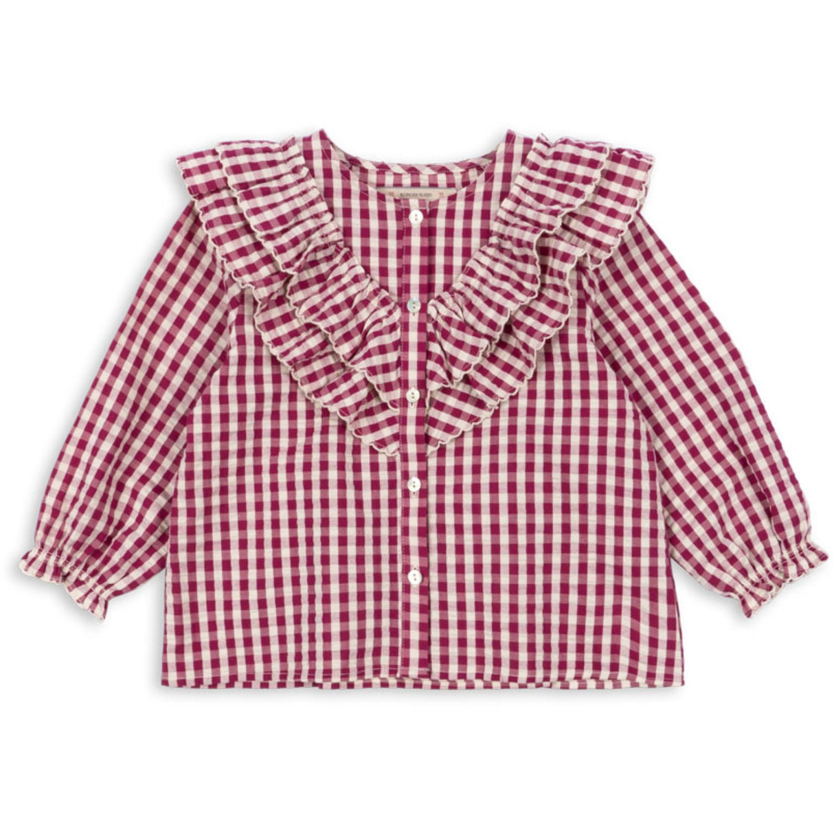 Konges Sløjd Sangria/Butter Check Kim Frill Blouse GOTS