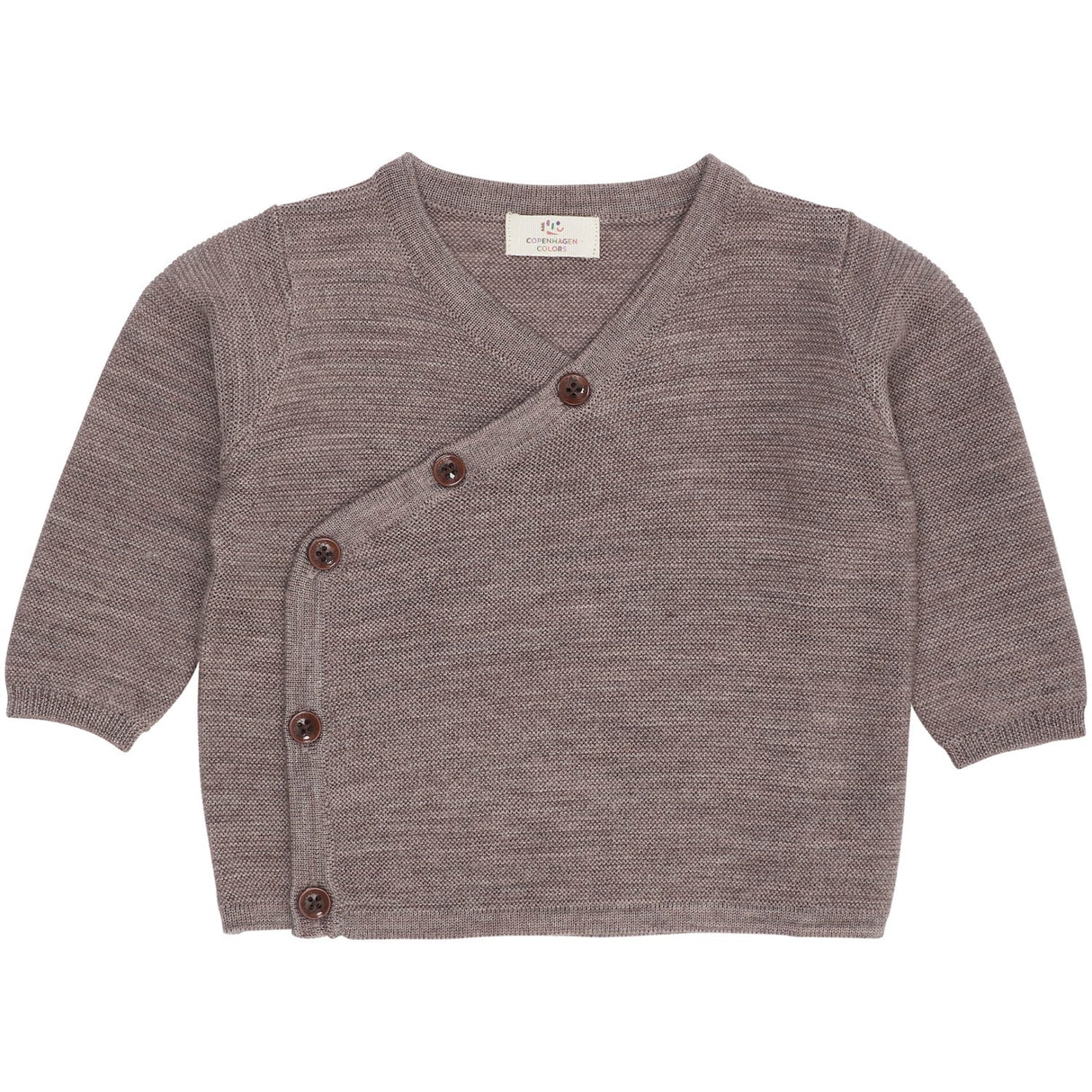 COPENHAGEN COLORS Natural Mel Merino Baby Cross-Over Cardigan In Garter Stitch