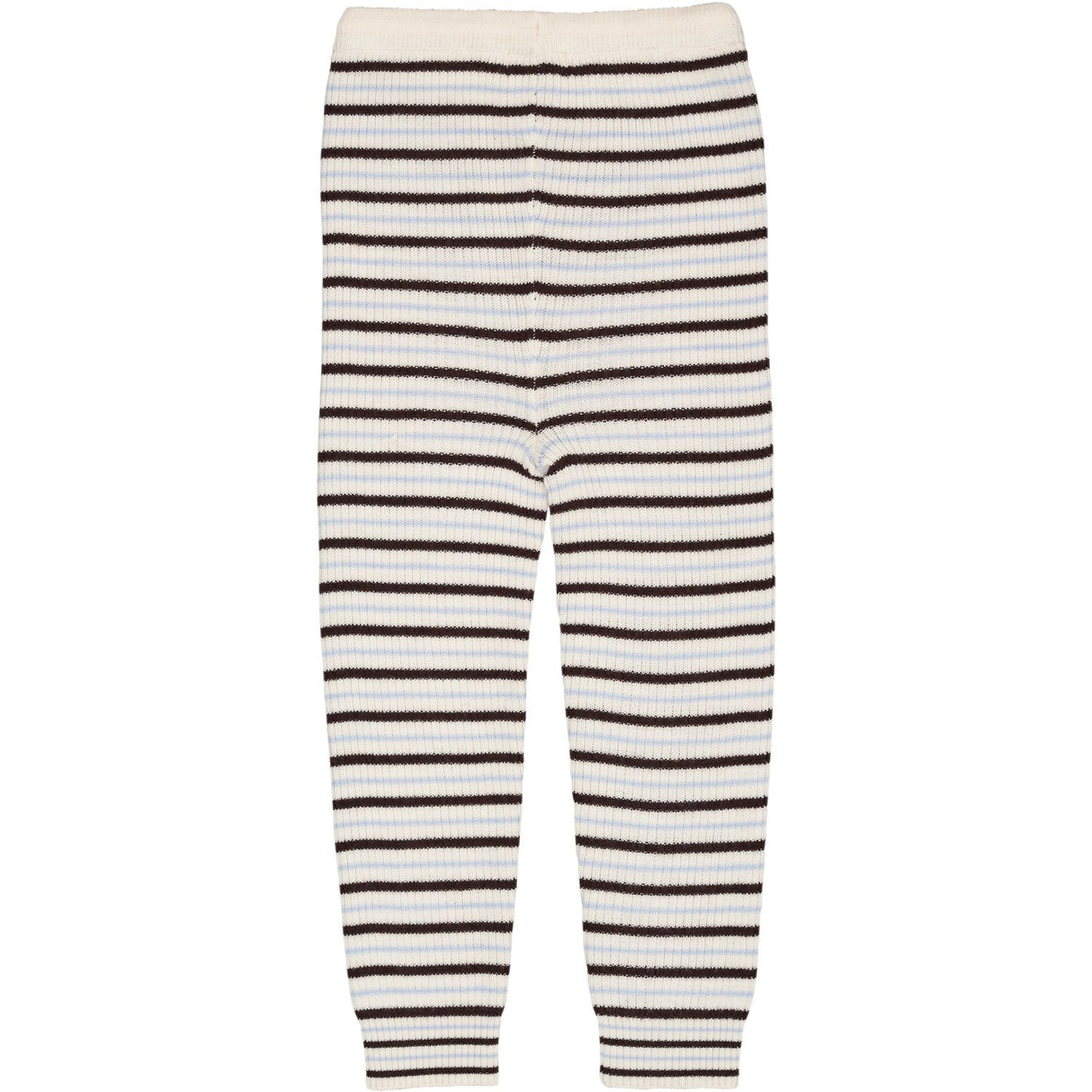 COPENHAGEN COLORS Cream/Dk.Brown/Dusty Blue Combi Merino Classic Rib Leggings W. Drawstrings