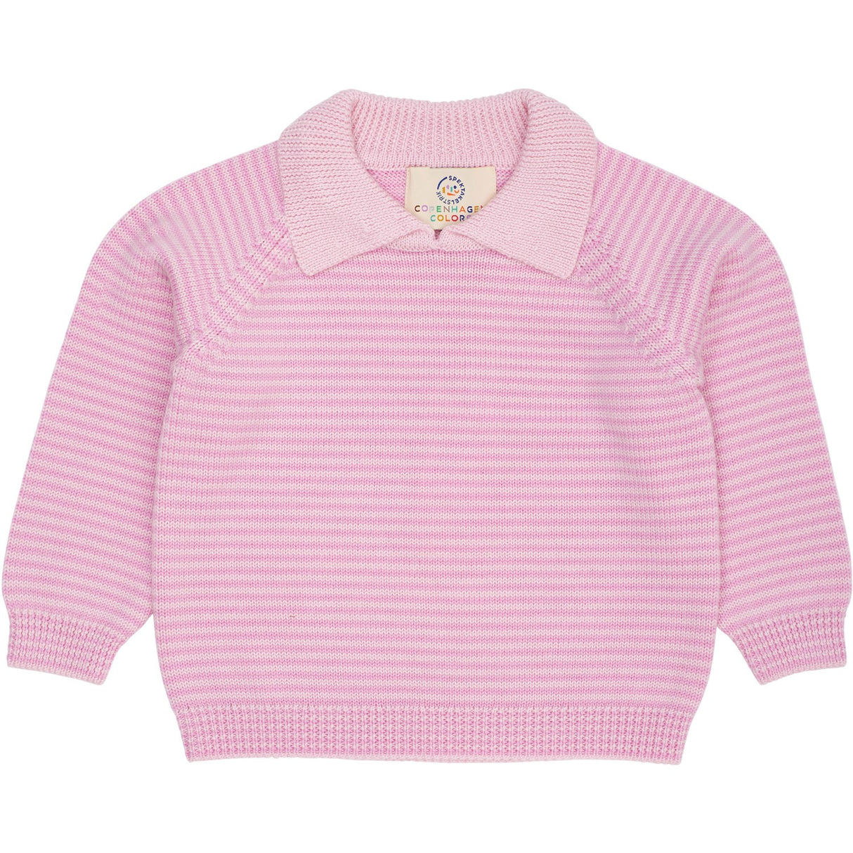 COPENHAGEN COLORS Ballerina/Syringa Stripe Merino Striped Blouse W. Collar