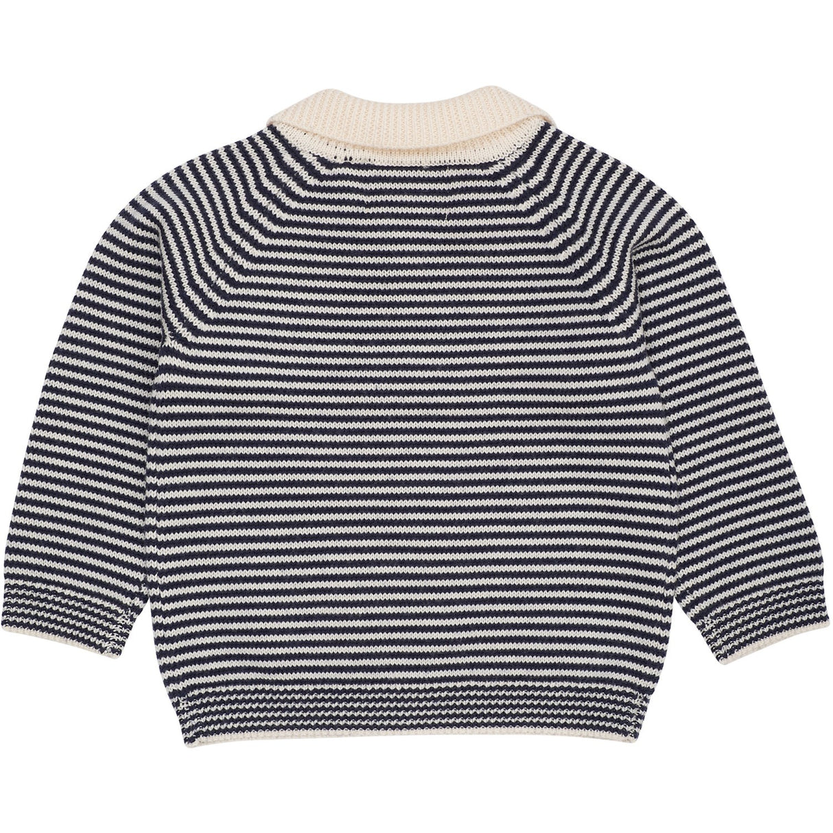 COPENHAGEN COLORS Cream/Navy Stripe Merino Striped Blouse W. Collar