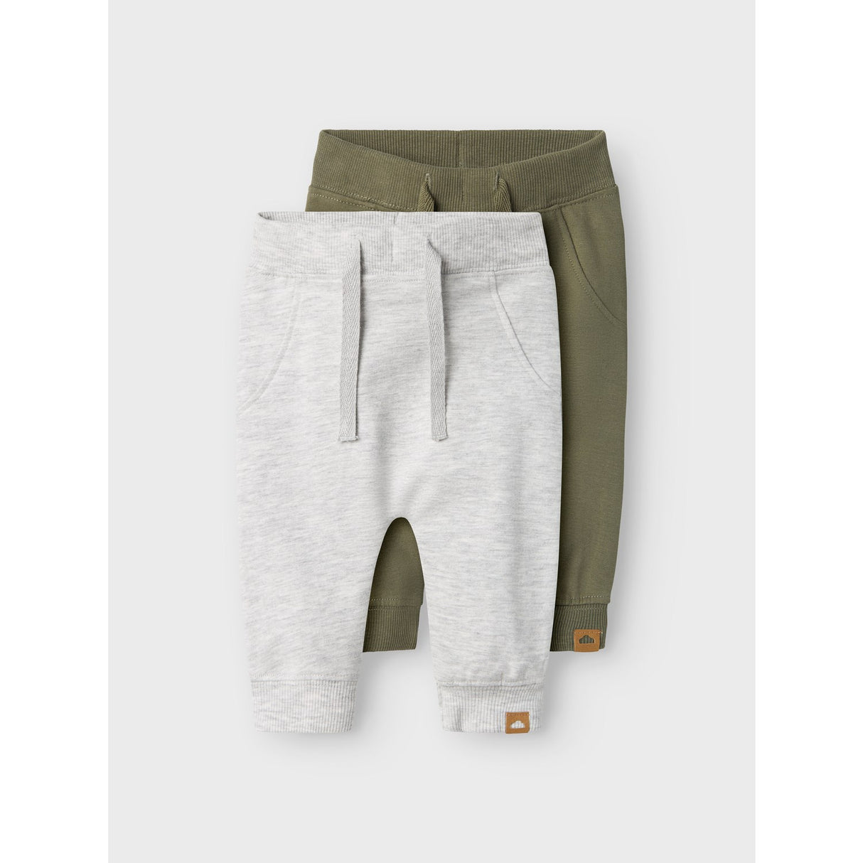 Name It Light Grey Melange Deep Lichten Green Nbntakki 2P Sweat Pants Noos