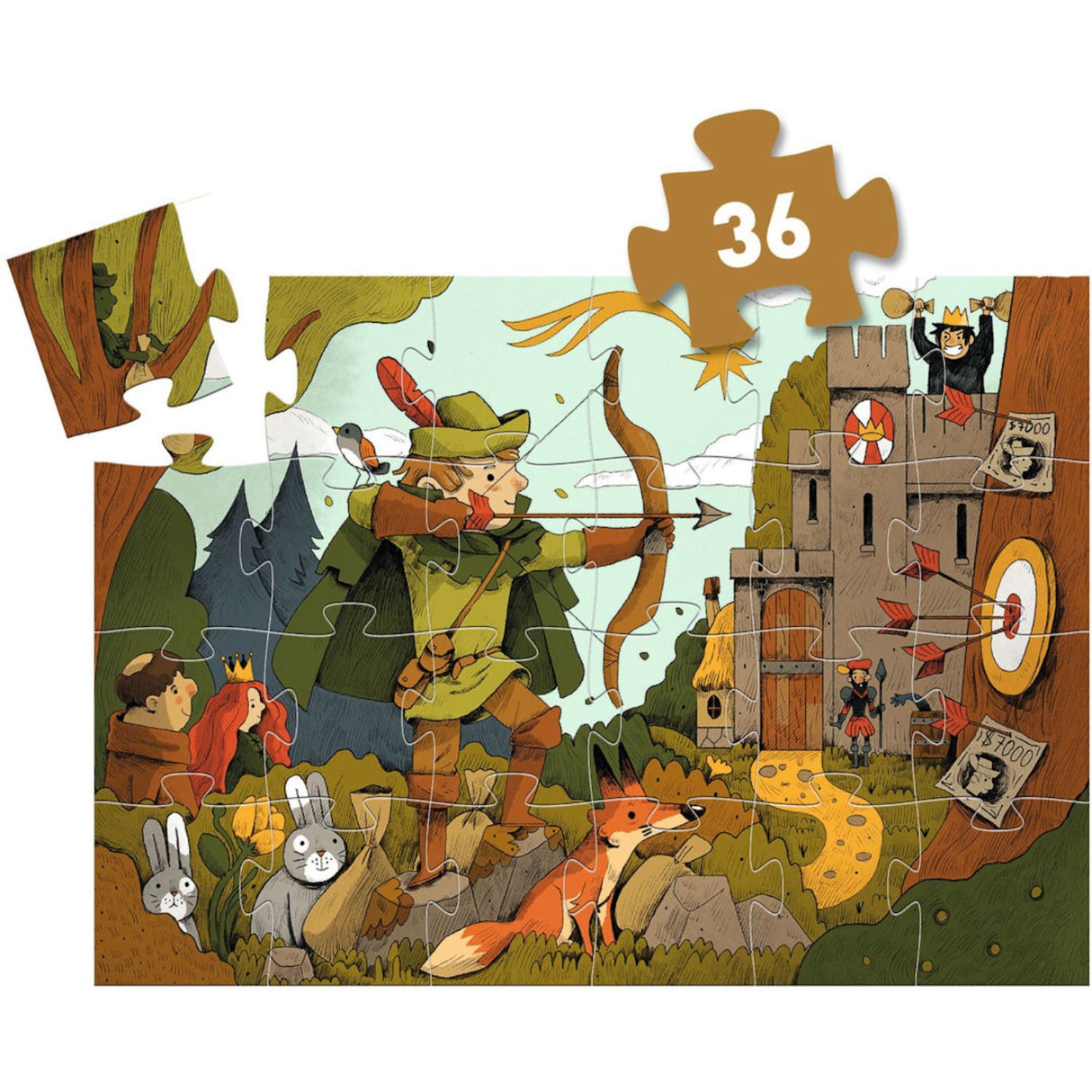 Djeco Silhouette Jigsaw Puzzle, Robin Hood - 36 Pieces
