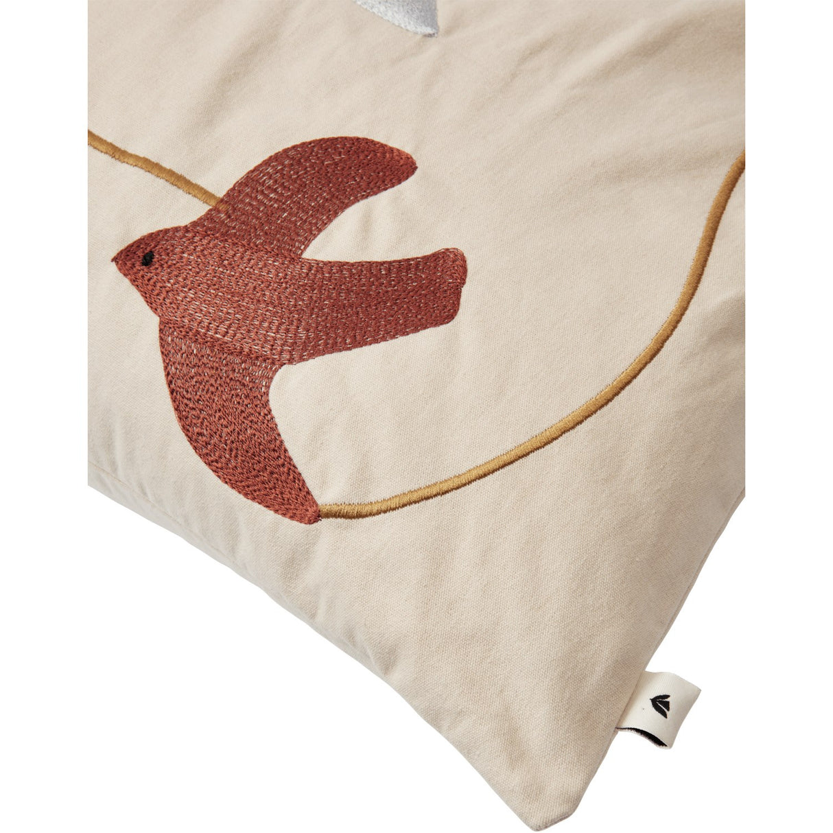 Ferm Living Multi Swif Bird Embroidered Cushion Rectangular