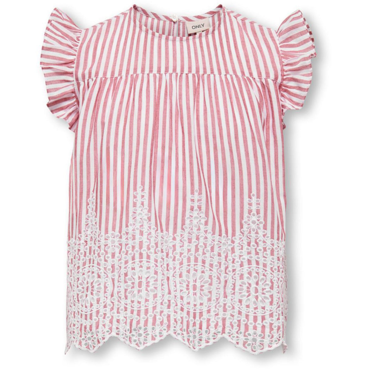 kids ONLY Barbados Cherry Cloud Dancer Kogbondi Life S/L Emb Frill Top Wvn