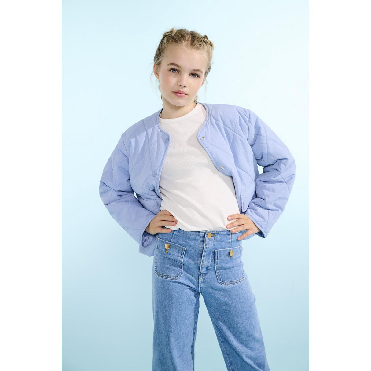 kids ONLY Light Blue Denim Kogmadeline Hw Wide Pocket Dnm Gua