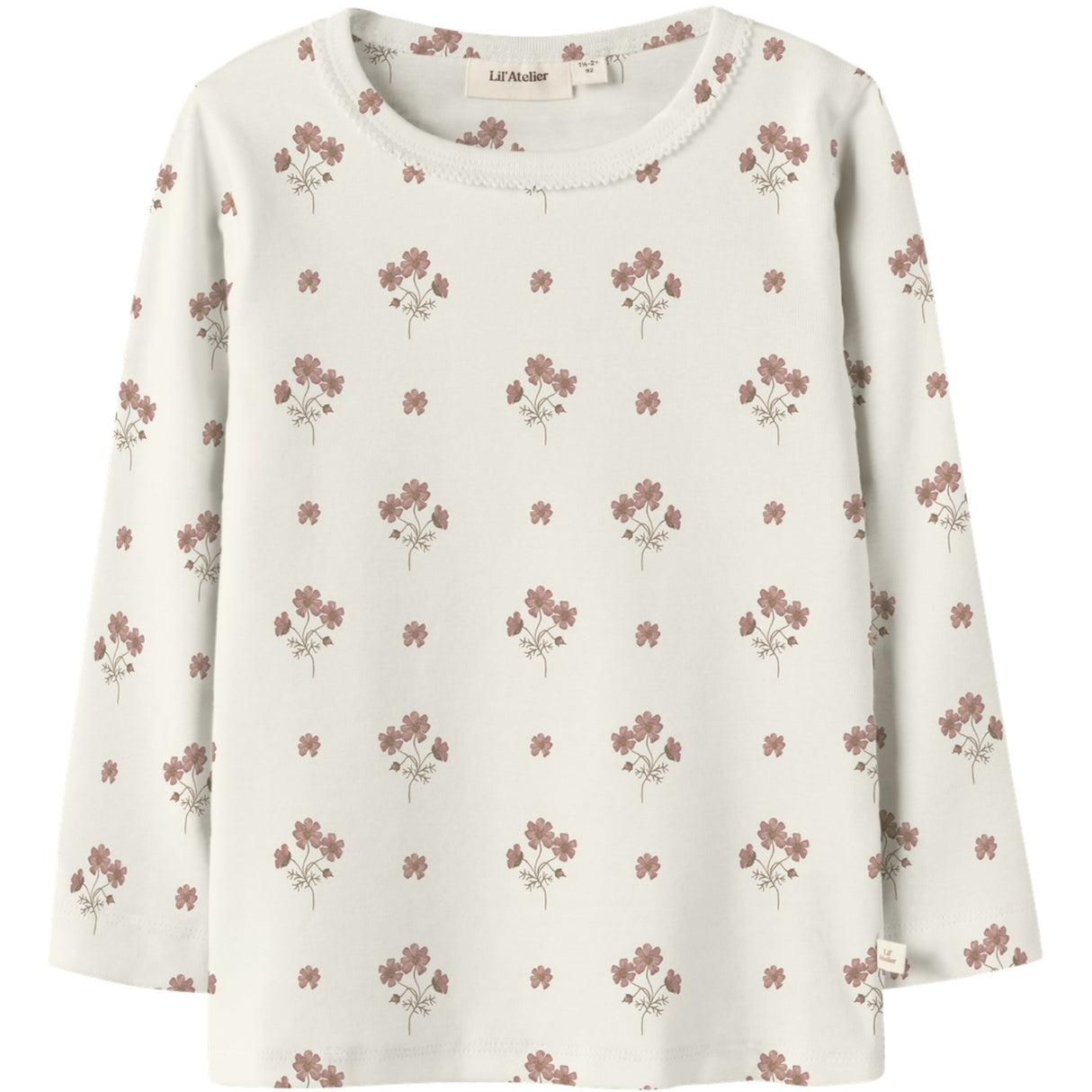 Lil'Atelier Coconut Milk Flower Pink Nmflayo Sig Ls Slim Top Lil