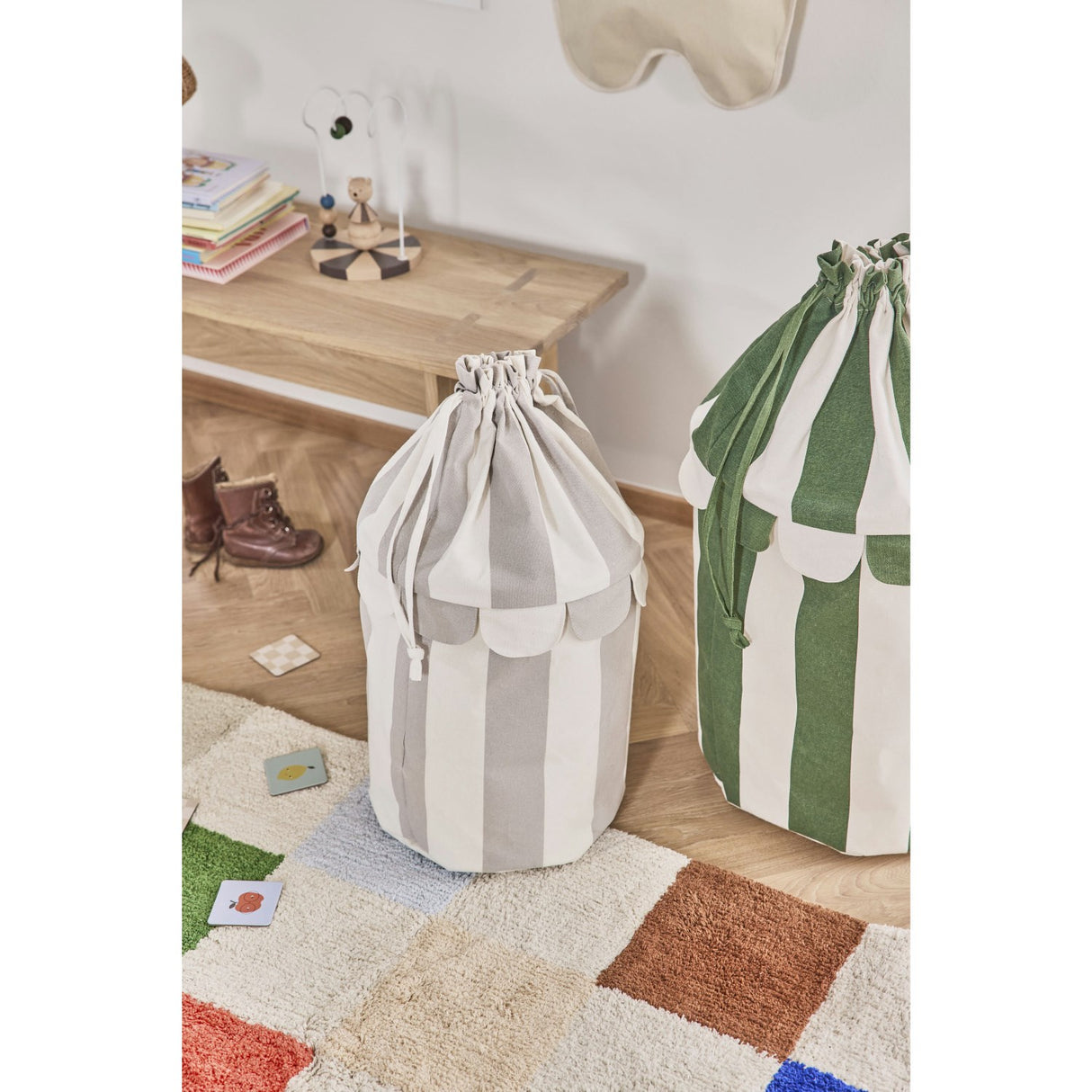 OYOY Clay/Green Saga Basket Set Of 2