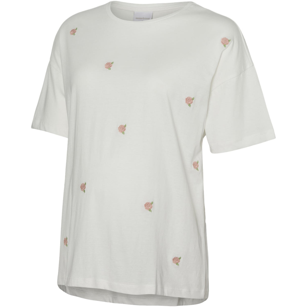 Mama;licious Snow White Small Roses Emb. Mlrosetta Ss Jrs Top