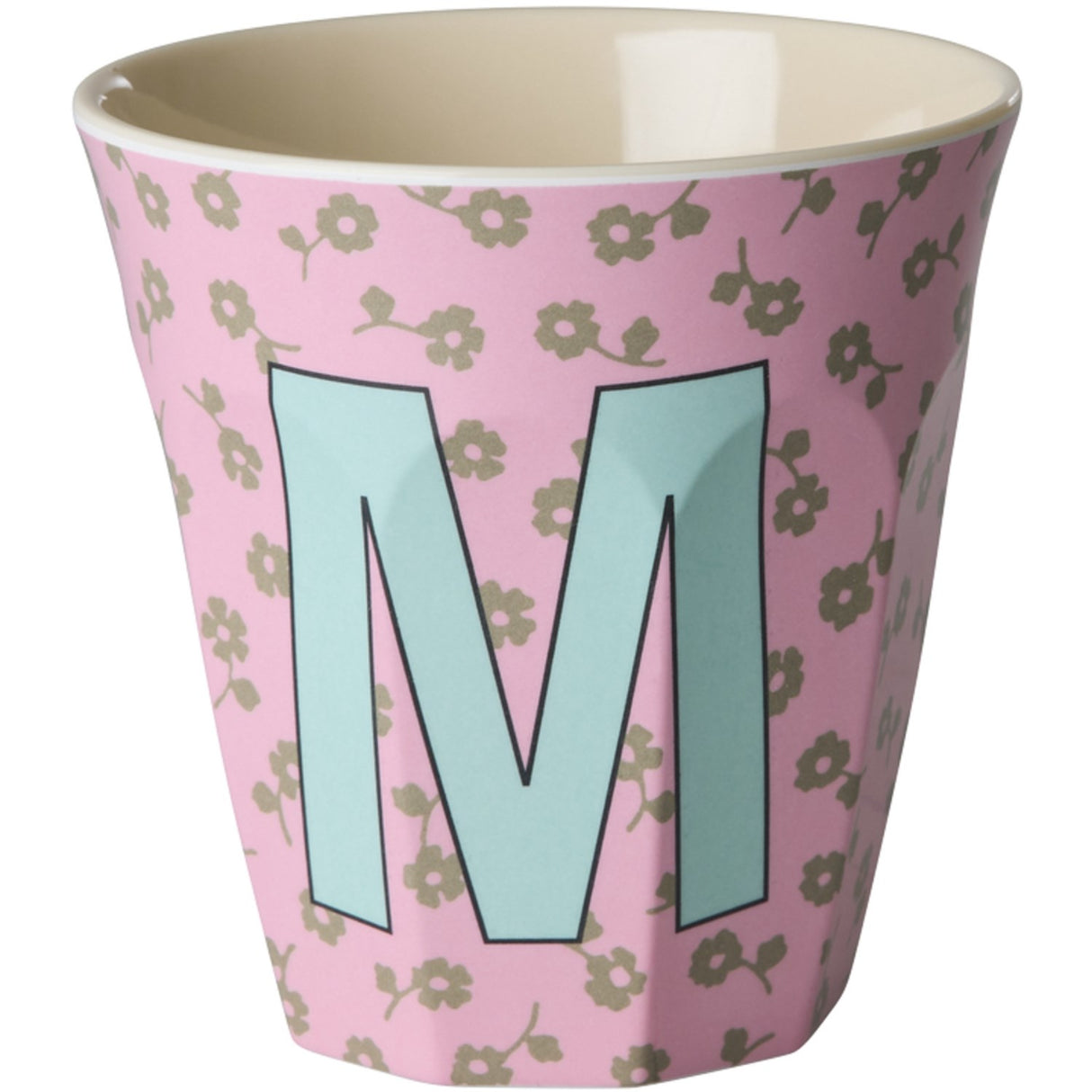 Rice Flowers Medium Melamine Cup With The Letter M
