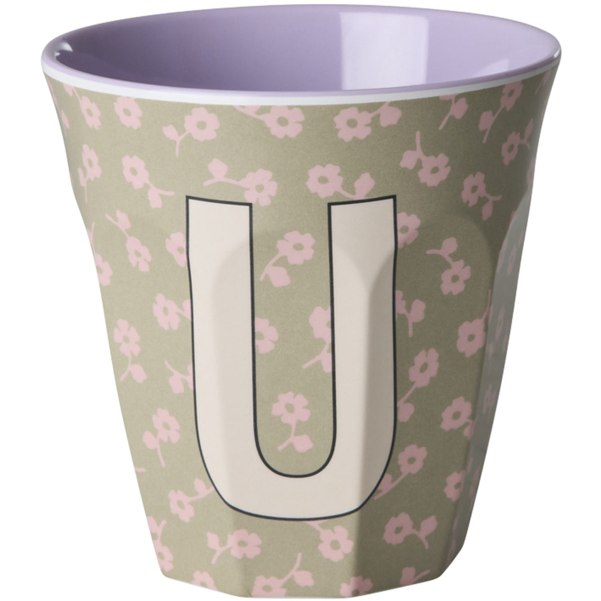 Rice Flowers Medium Melamine Cup With The Letter U