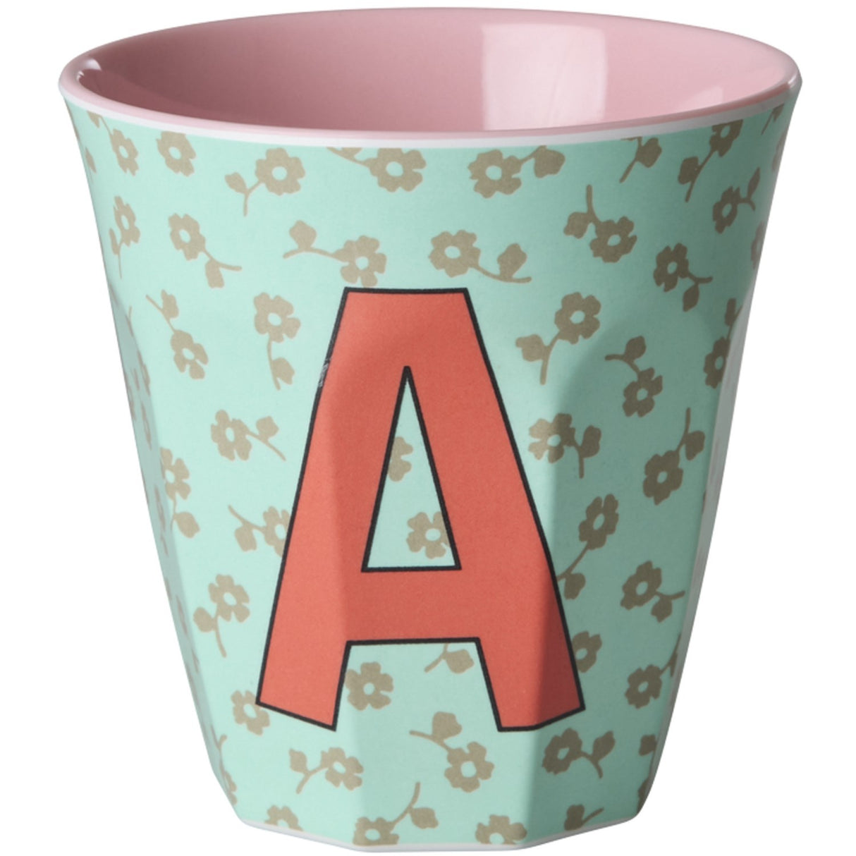 Rice Flowers Medium Melamine Cup With The Letter A
