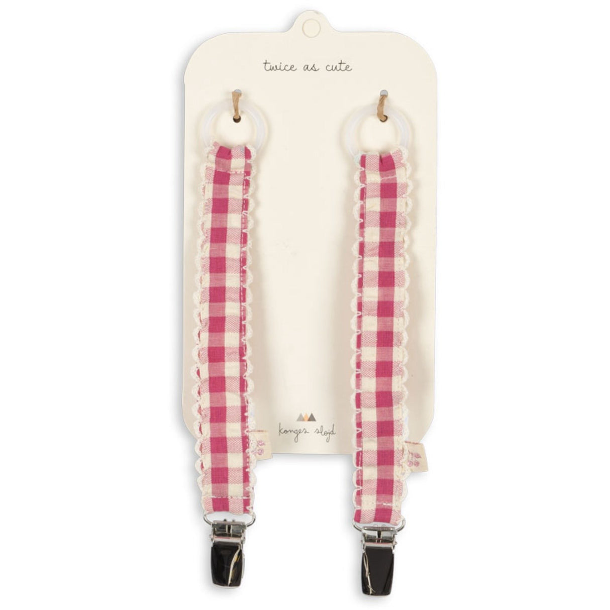 Konges Sløjd Bubblegum Check 2 Pack Pacifier Strap